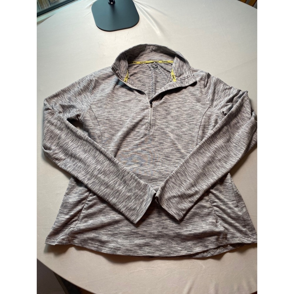 Hind Running Womens Quarter Zip Pullover Grey Space Dye Thumbhole Long Sleeve L